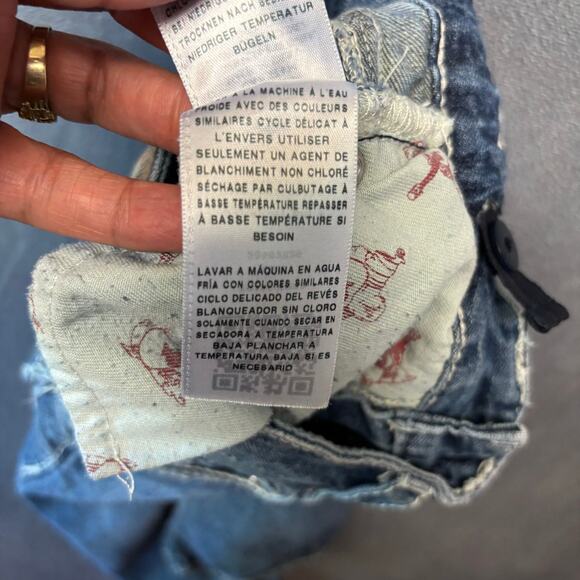 True Religion 2T Jeans Adjustable Waist Streetwear Thick Stitch Hip Hop Straight - Picture 15 of 16